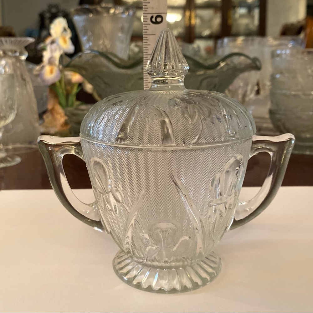 Iris & Herringbone Clear Covered Sugar and Creamer Set - Picture 7 of 15